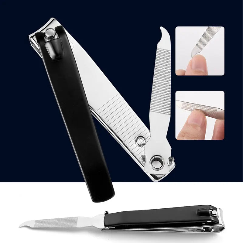 3 Sizes Nail Nipper Stainless Steel Black Fingernail Clipper Anti-splash Manicure Cutter With Files Portable Manicure Tool