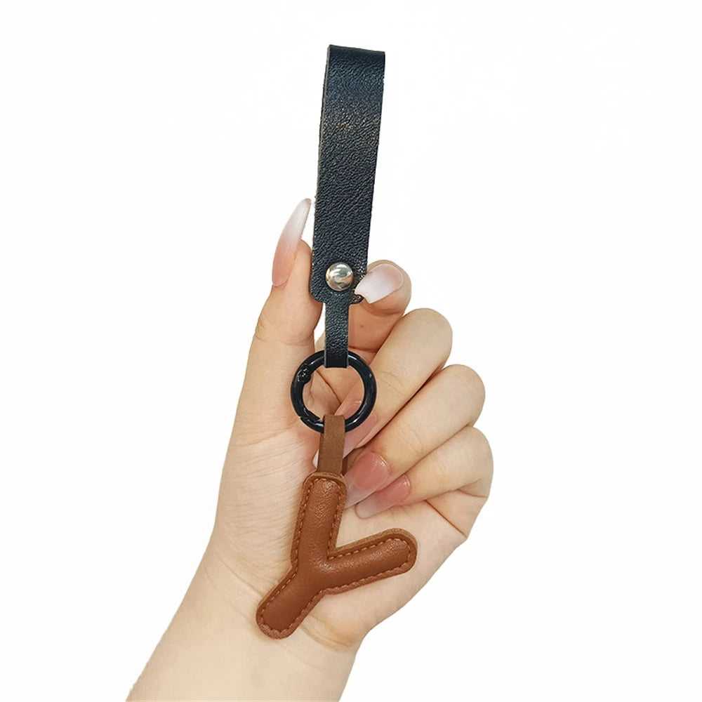 Creative PU Leather 26 Letter Keychains Fashion Alphabet Keyrings Handbag Ornaments Pendant Car Key Holder Accessories Gifts