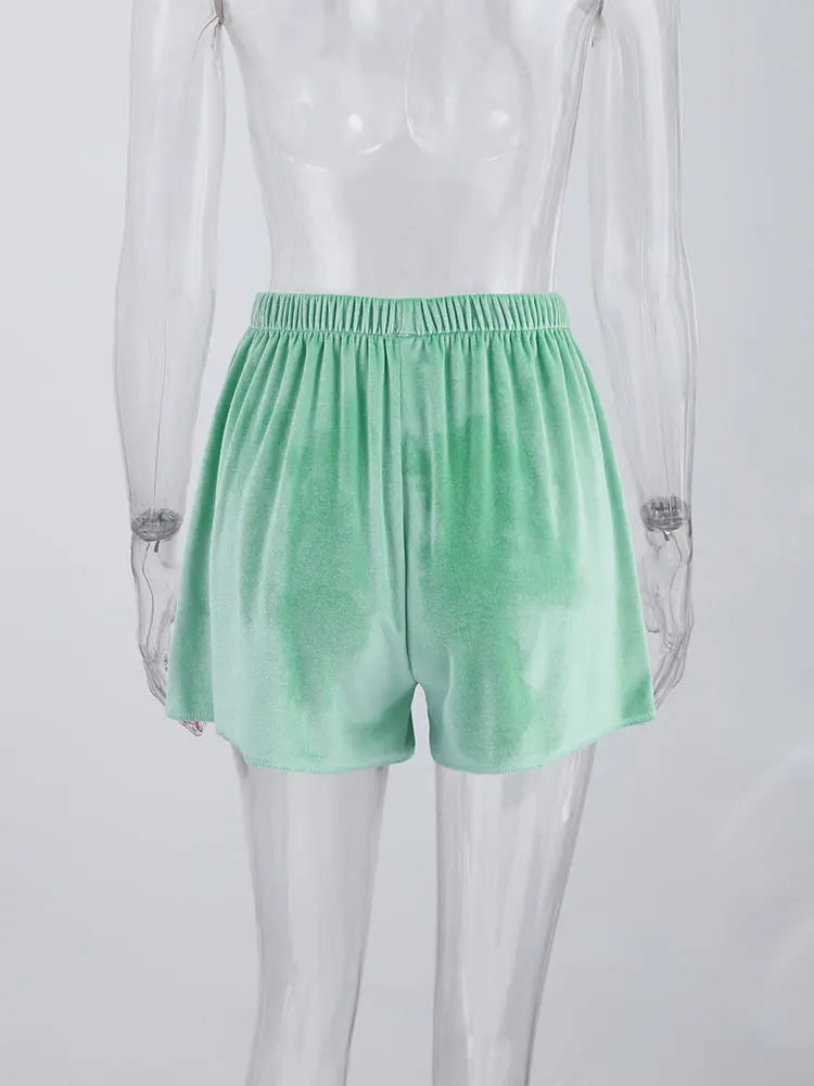 Y2K Velvet Lace Splicing Shorts Women Elastic Waist Contrast Pink Lace Trim Summer Loose Mini Pants Beach Vacation Wear Clothes