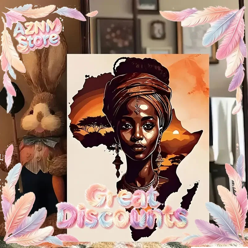 Modern African Tribal Women Canvas Art Print - Frameless, Waterproof Abstract Wall Decor for Living Room Bedroom 2026