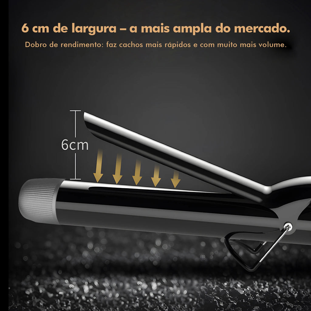 Hair Curler 32mm with LCD Display, Black and Gold, 5 Temperatures (140 °C-220 °C), Ceramic Coating, Bivolt 110-220V