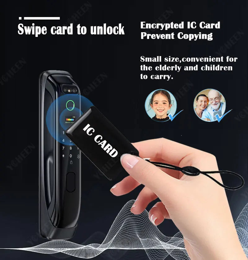 Tuya WiFi Video Intercom 3D Face Recognition Smart Lock, Biometric Camera Auto Keyless Lock for 5050 5072 5572 4585 6085 Mortise
