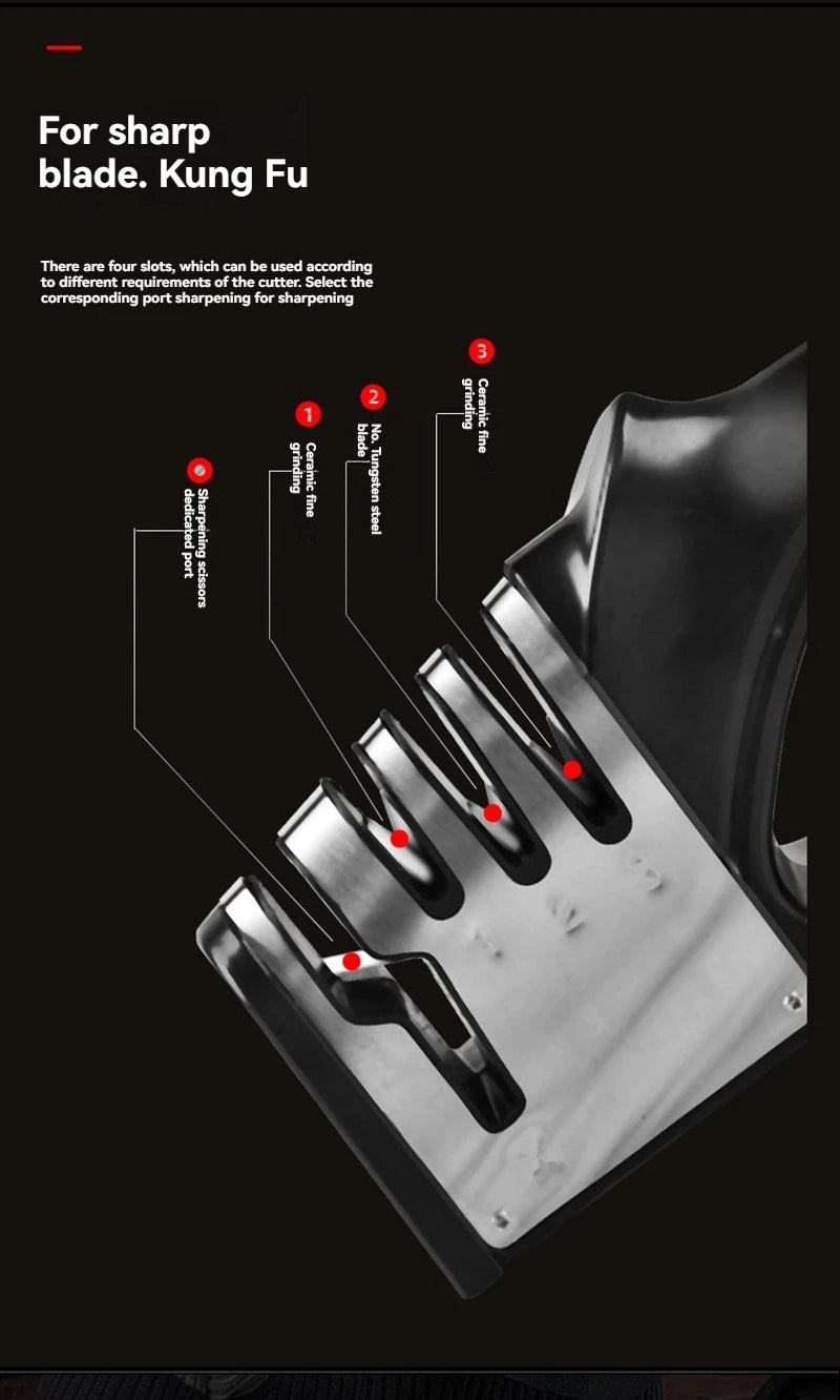 Multifunctional Kitchen Knife Sharpener 4 Segments Portable with Non-slip Base Household Essential Gadgets for Sharpening Knives