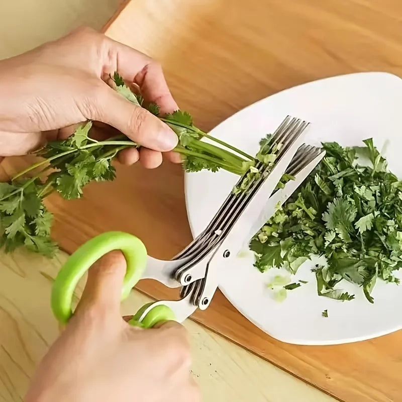 1/2pcs 5-layer Scallion Scissors Stainless Steel Multifunctional Shredded Paper Cutter Vegetable Onion Shears Kitchen Gadgets