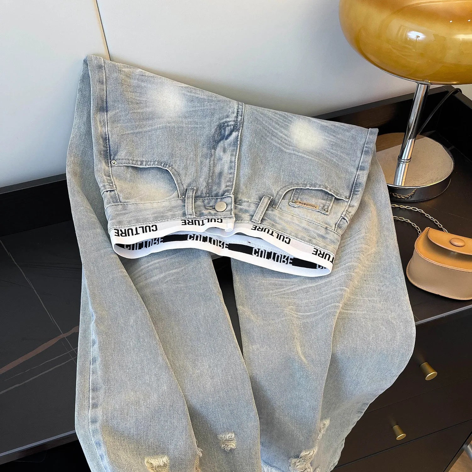 Women's High Waist Ripped Boyfriend Jeans Distressed Loose Fit Denim Pants Casual Streetwear Fashion Trousers
