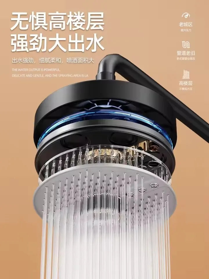 New 5 Modes Large Flow Supercharge Rainfall Shower Head 175mm High Pressure Top Spray Rain Showerhead Set Bathroom Accessories
