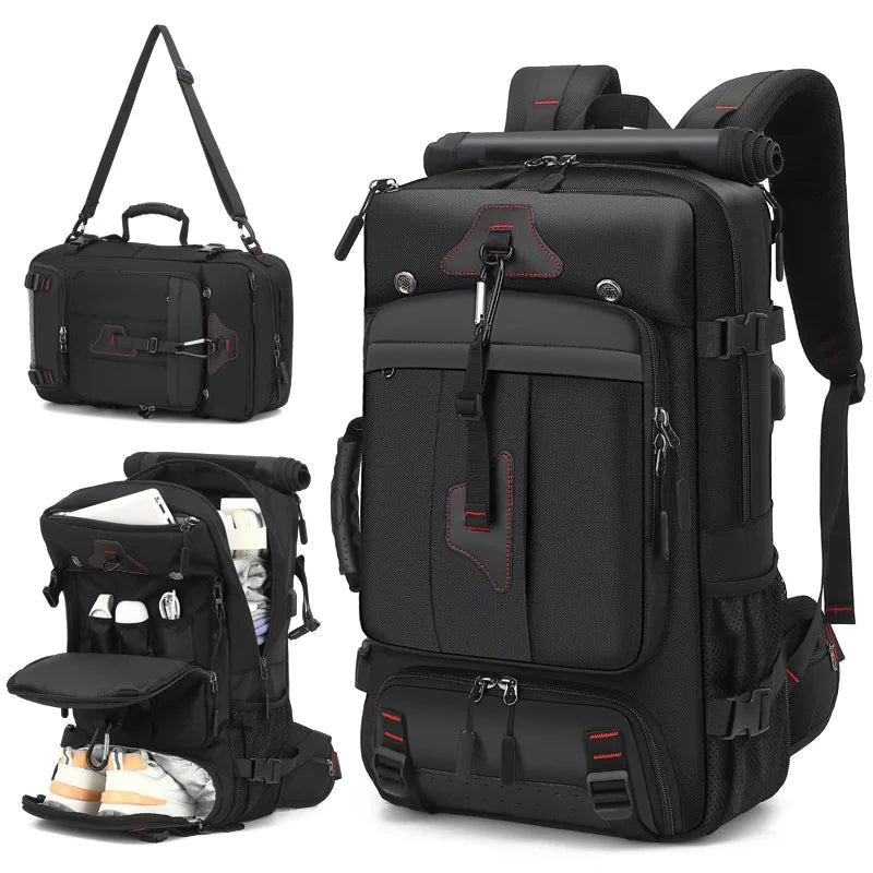 Multi Functional Expandable Travel Backpack Outdoor Hiking Backpack with Independent Shoe Compartment Large Capacity Luggage Bag