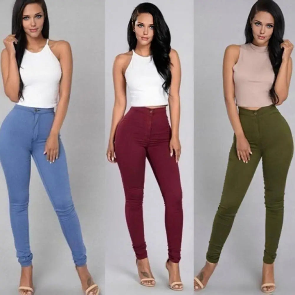 Fall New Women's Black High Waist Skinny Jeans Fashion Stretch Slim Denim Pencil Pants Female Casual Trousers S-2XL