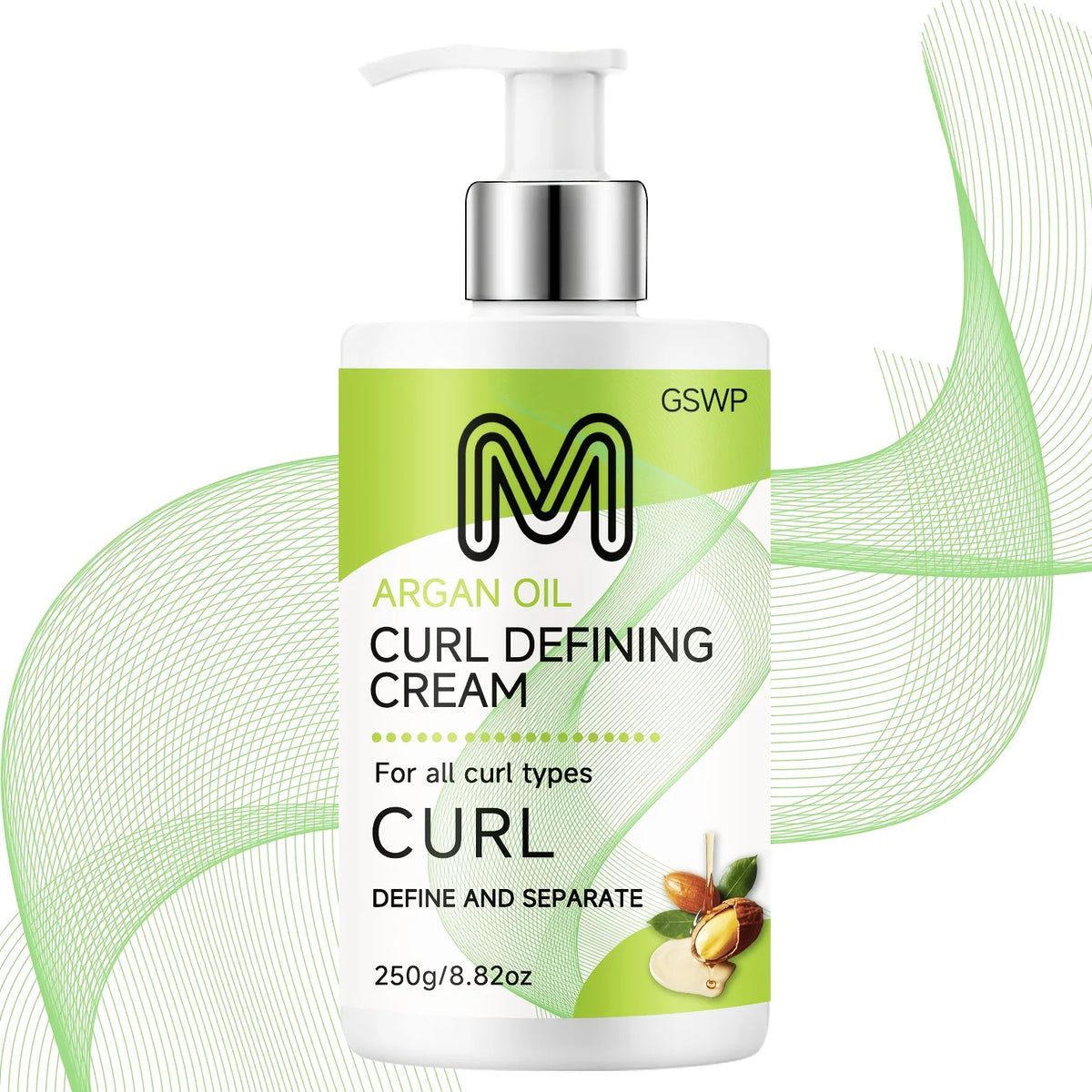 GSWP Curl Defining Cream, Containing, Castor Oil, Keratin, Styling Curls, Controlling Frizz. 250/500g