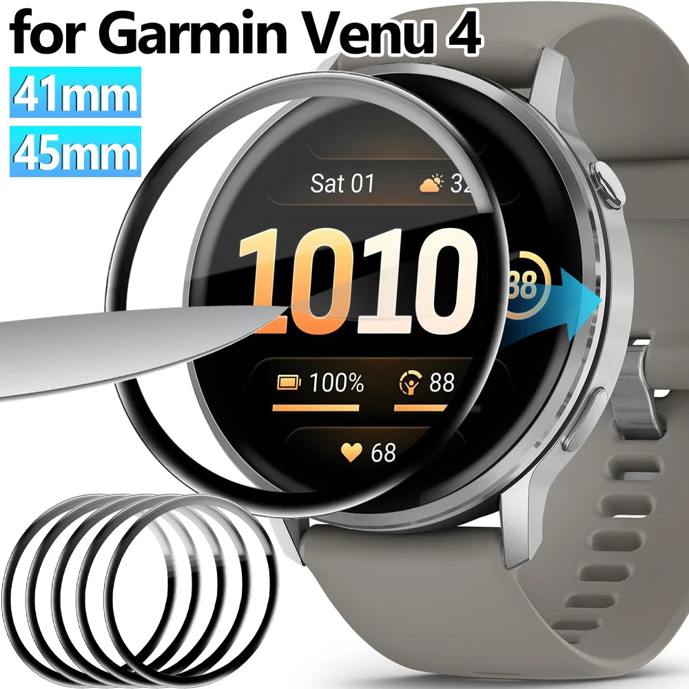 For Garmin Venu 4 Flexible Screen Protectors Anti-scratch HD Clear Case Friendly Protective Films for Garmin Venu 4 41/45mm