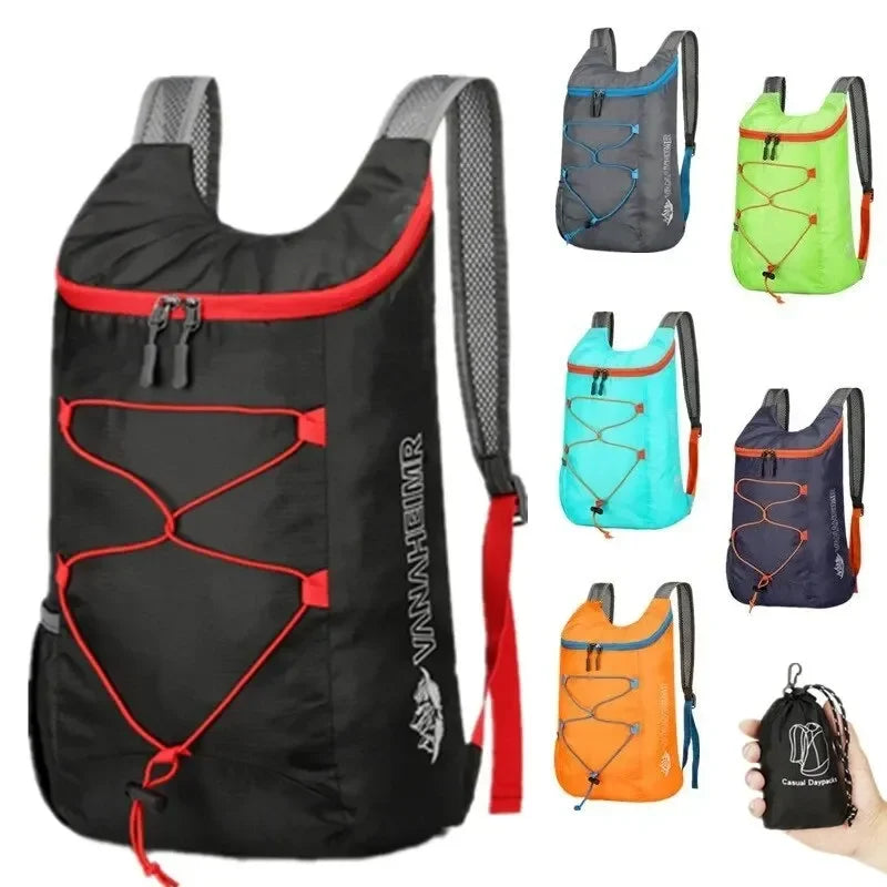 Camping Hiking Multifunctional Outdoor Folding Sports Backpack Ultra Lightweight Carrying Waterproof Nylon Fabric Fitness Bag