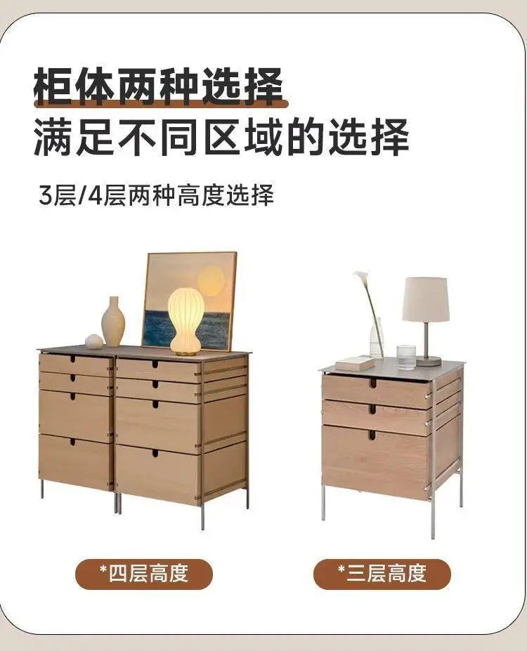 Medieval style living room combination storage cabinet, locker, solid wood household drawer, stainless steel dining side cabinet