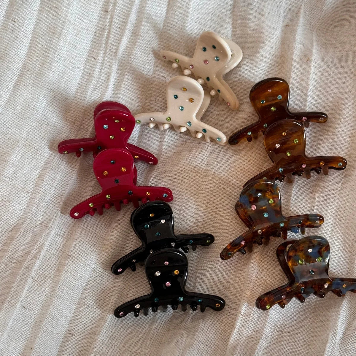 Colorful Diamond Acetic Acid Hair Claw Sweet Elegant Bangs Side Clip Small Grab Clip Women Girls Half Tied Hair Claw Accessories