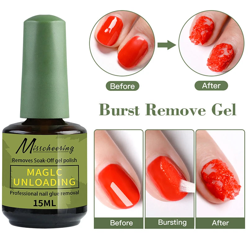 15ml Nail Polish Remover For Nails in 3-5 Minutes Easily Quickly Removes Semi Permanent Soak Off UV Gel Polish Burst Gel&nailoil