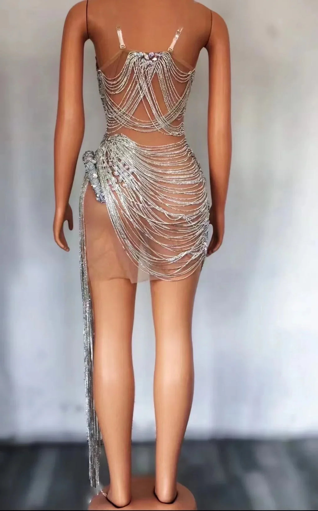 sexy rhinestone Wedding Party Dress Women's fashion Stage Costumes dress