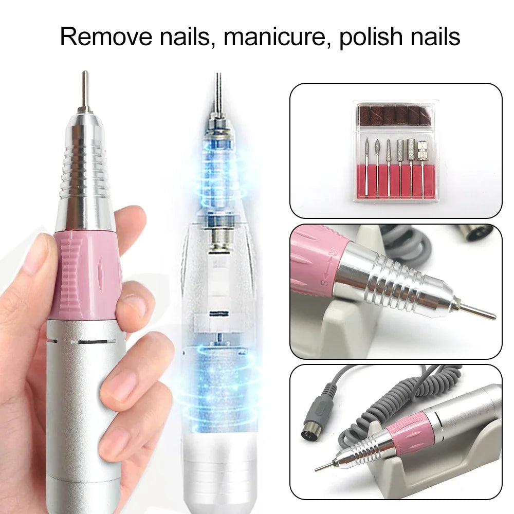 Professional Nail Drill Machine 35000RPM Manicure Machine Apparatus for Pedicure Kits Electric Nails File with Cutter Nail Tools