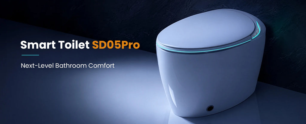 Sanyipace Smart Toilet Seat with Bidet 17.3" ADA Comfort Height Air Dryer Heated Seat Warm Water 1000 Map 360° Auto Flush Toilet