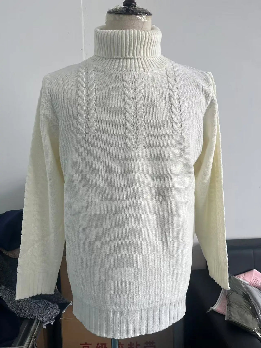 Pullovers Men Tops Turtleneck Sweaters Solid Knit Full Sleeve Casual Slim Fit Top Streetwear Thick Splice Sweater Autumn Winter