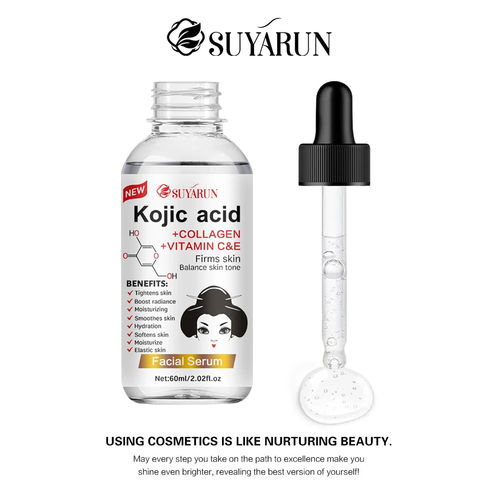 SUYARUN Propolis VITAMIN E & Kojic Acid Face Serum - Brightening Anti-Aging Treatment, Fades Dark Spots, Evens Skin Tone.