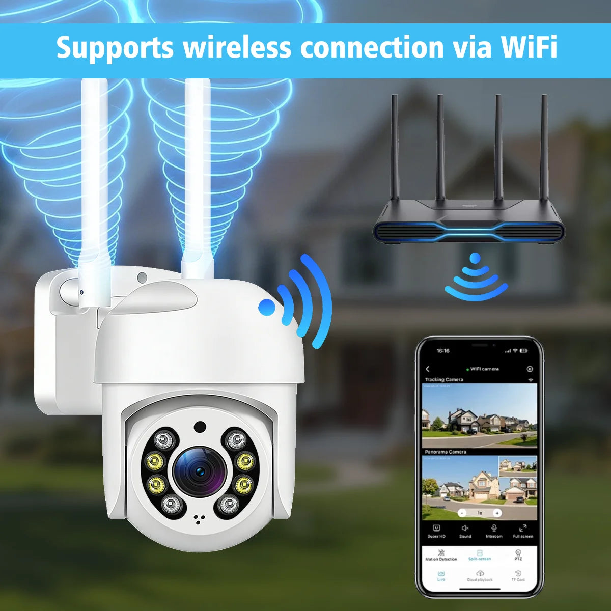 3MP 4K IP Camera 3MP Indoor Home Monitoring System Dual Audio Automatic Tracking Color Night Vision Outdoor Wireless Wifi Camera