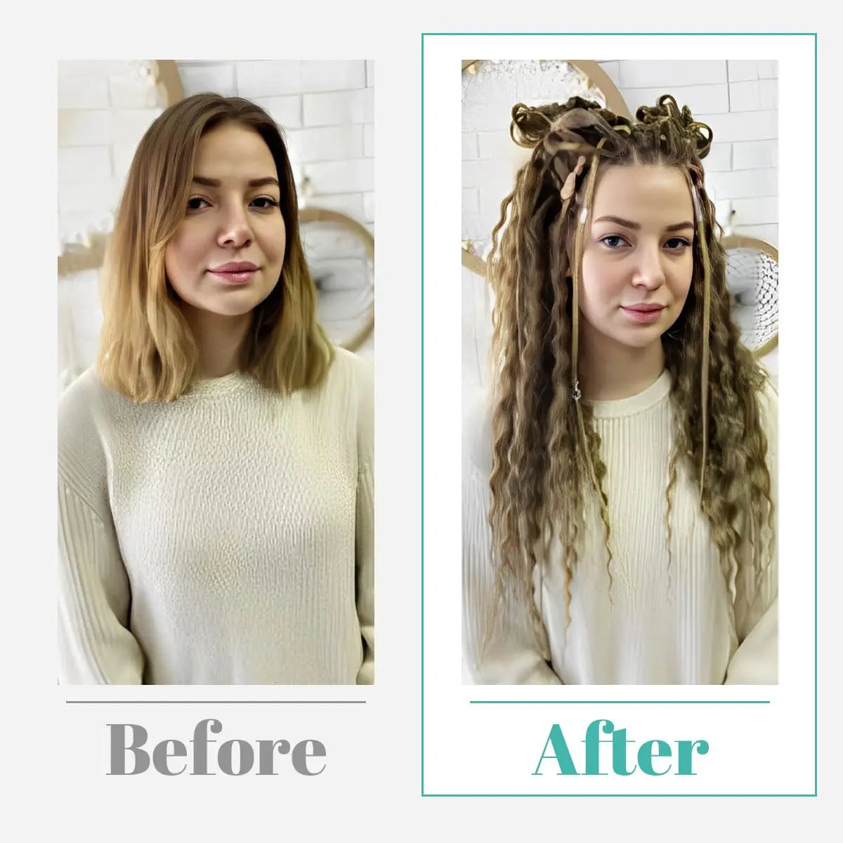 Synthetic SE Dreadlocs Braids Hair Extensions, 24 Inch 8 Strands/Lot 3 In 1 Mixed Hippie Style Single End Dreadslocks for Women
