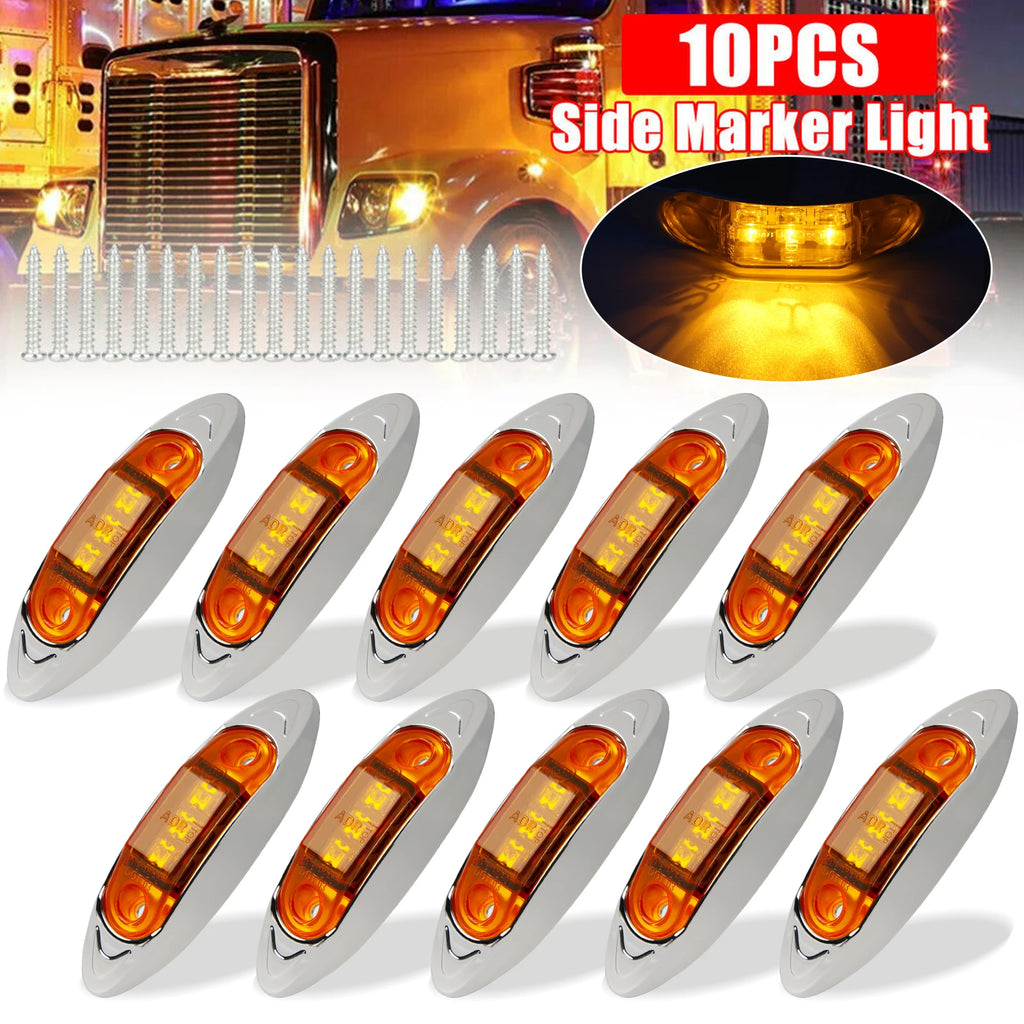 10PCS Universal LED Clearance and Side Marker Lights Piranha styling for Trucks Trailers Boats Cars Bus 12-24V Tail Indicators