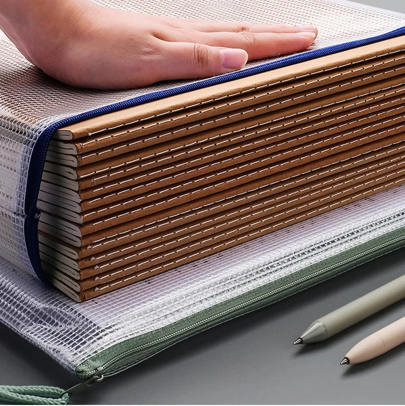 10Pcs Mesh Zipper Pouch Document Bag Waterproof Zip File Folders A4 A5 Size Office School Supplies Storage