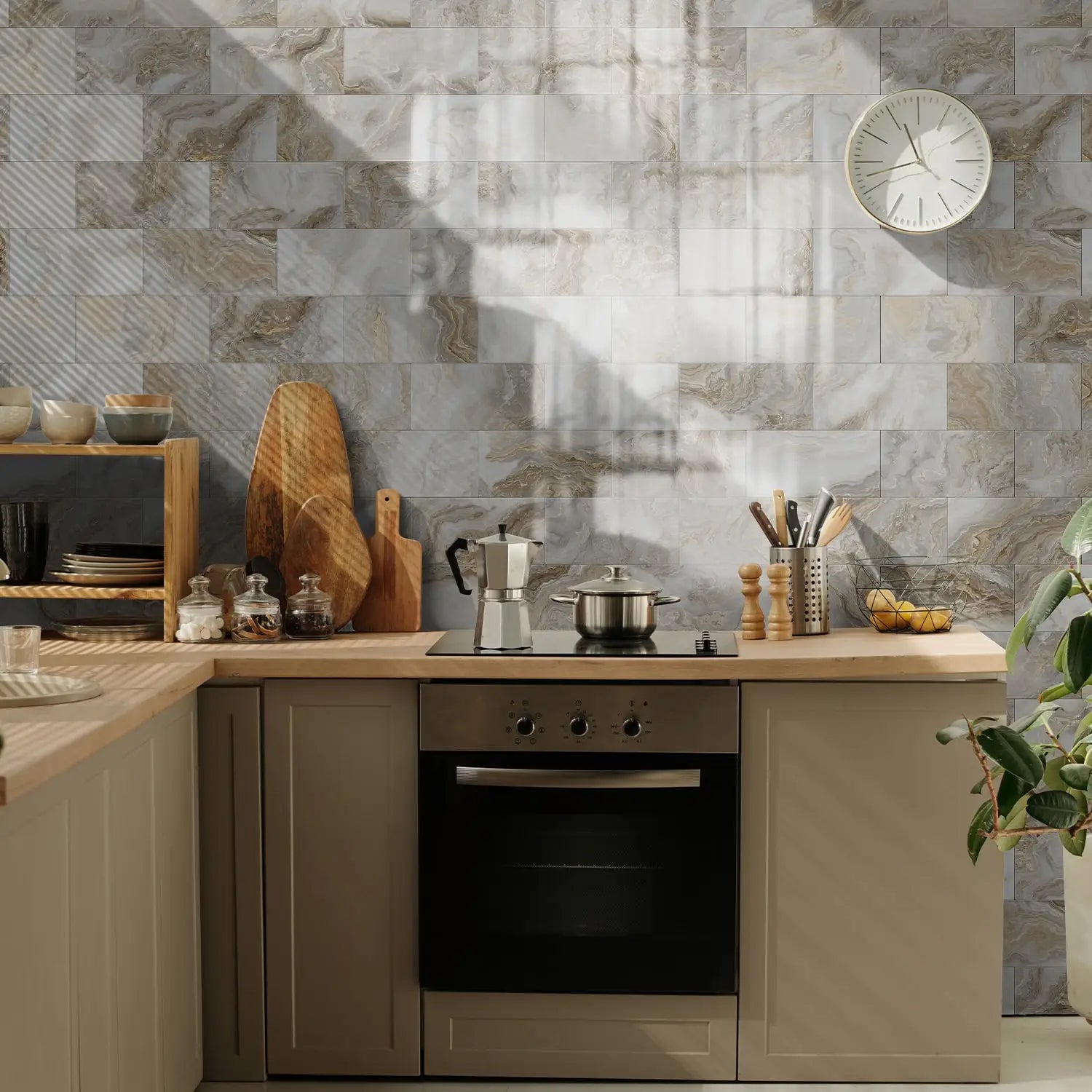 Marble Pattern Wall Sticker, 16/32/64pcs Peel & StickWall Decal, Waterproof Decorative Sticker For Home