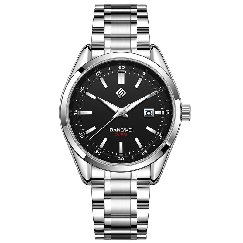 BANGWEI 2025 Business Men's Watch Waterproof Stainless Steel Quartz Watch Luminous Fashion Calendar Watches for Men Reloj Hommes