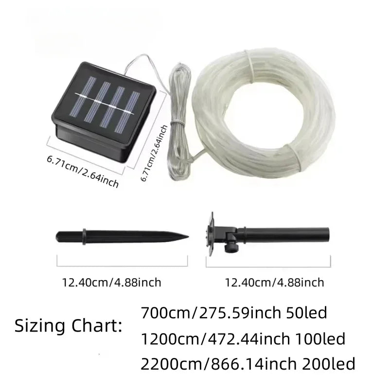 Solar String Tube Light PVC Soft Tube Outdoor Waterproof Copper Wire Light Courtyard Garden Decoration Atmosphere Flashing Light