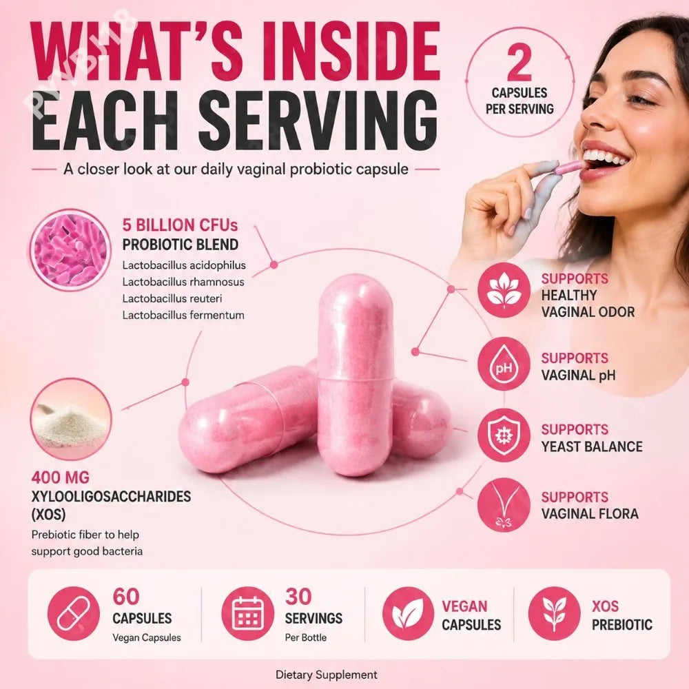 Women's Probiotic Capsules with Lactobacillus Acidophilus Rhamnosus Reuteri 5 Billion CFU Support Wellness Balance 60 Capsules