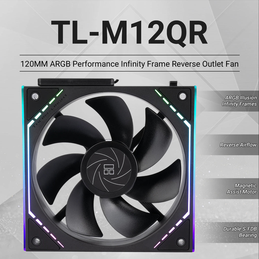 Thermalright TL-M12Q X3 120mm PC Case Cooling Fans, Daisy-Chain | 2000RPM | High Airflow | ARGB | Dual Infinity Mirrors Lighting