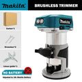 Makita DRT50 Cordless Trimmer Brushless Rechargeable Trimming Machine Slotting Tool Milling Woodwork Engraving Machine
