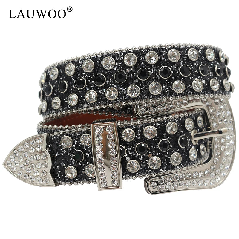 for Rhinestone Belts Women PU Leather Strap Y2K Girls Fashion Belt for Jeans Men For rhinestone Belts Western Cowboy