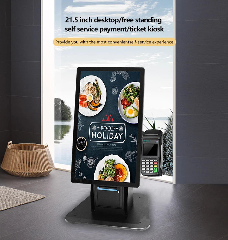 Hot Selling QR Code Scanner 21.5 Inch All in One Self Order Kiosk Android Desktop Customized Payment Kiosk