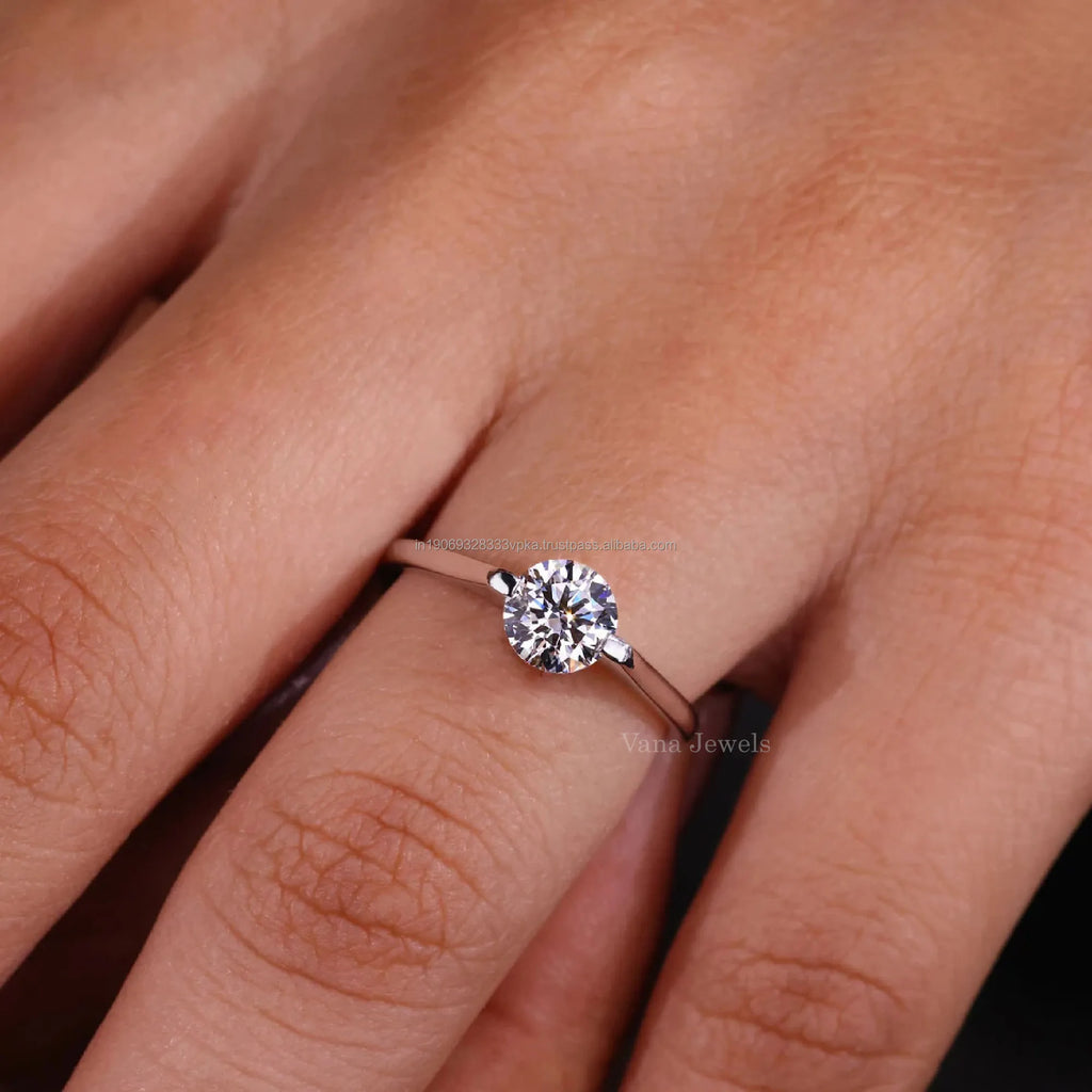 Solitaire Engagement Ring Cut Lab Grown Diamond White Gold Wedding Anniversary Promise Ring Women's 14k Solid Gold IGI Certified