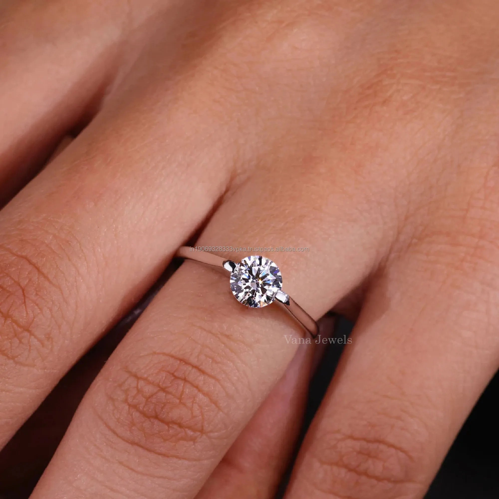 Solitaire Engagement Ring Cut Lab Grown Diamond White Gold Wedding Anniversary Promise Ring Women's 14k Solid Gold IGI Certified