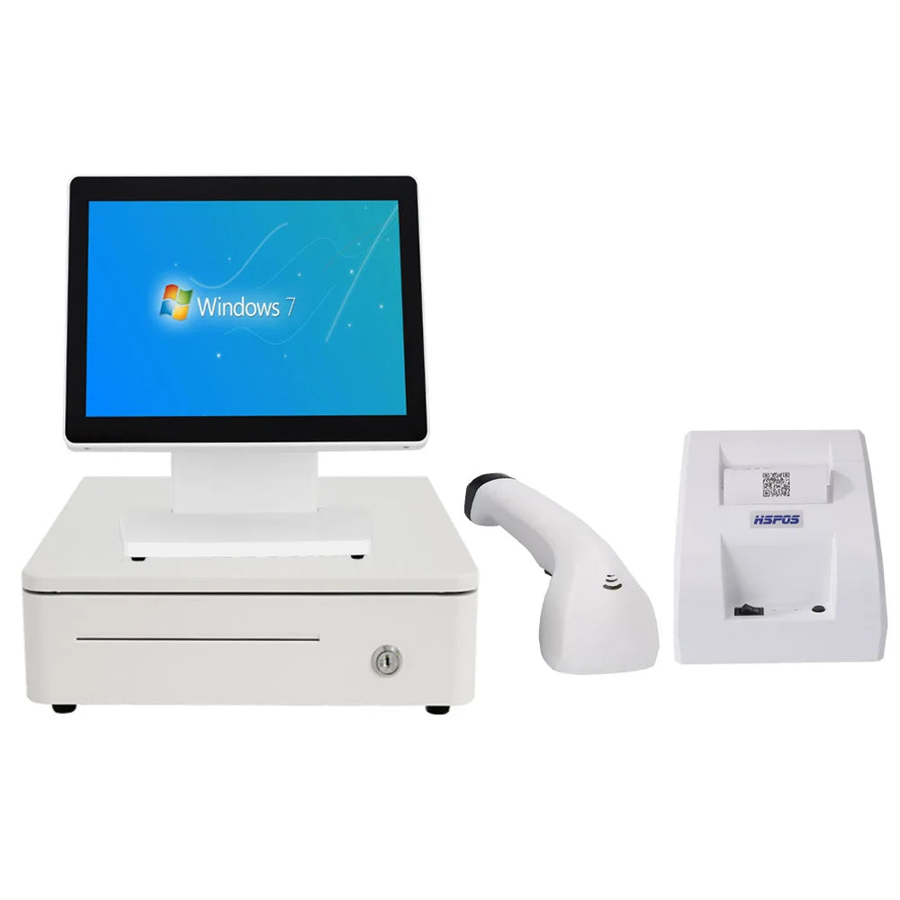 14 Inch All in One POS Cash Register Dual Screen Pos Syste for Coffee Shop Superarket Support Restaurant Run Any Software