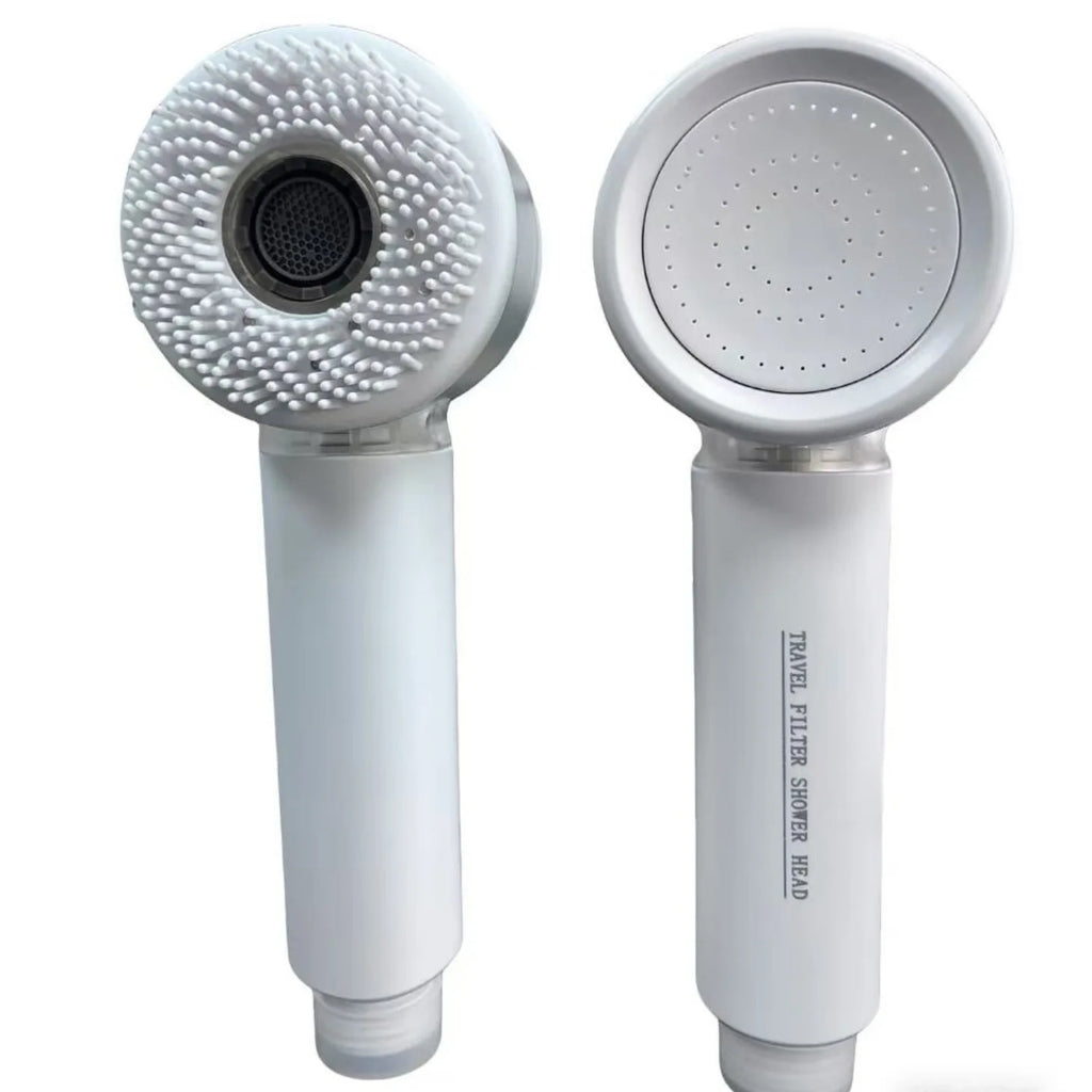 Small double-sided water outlet handheld shower head with bubble water flow,washing function, high pressure boost and filtration