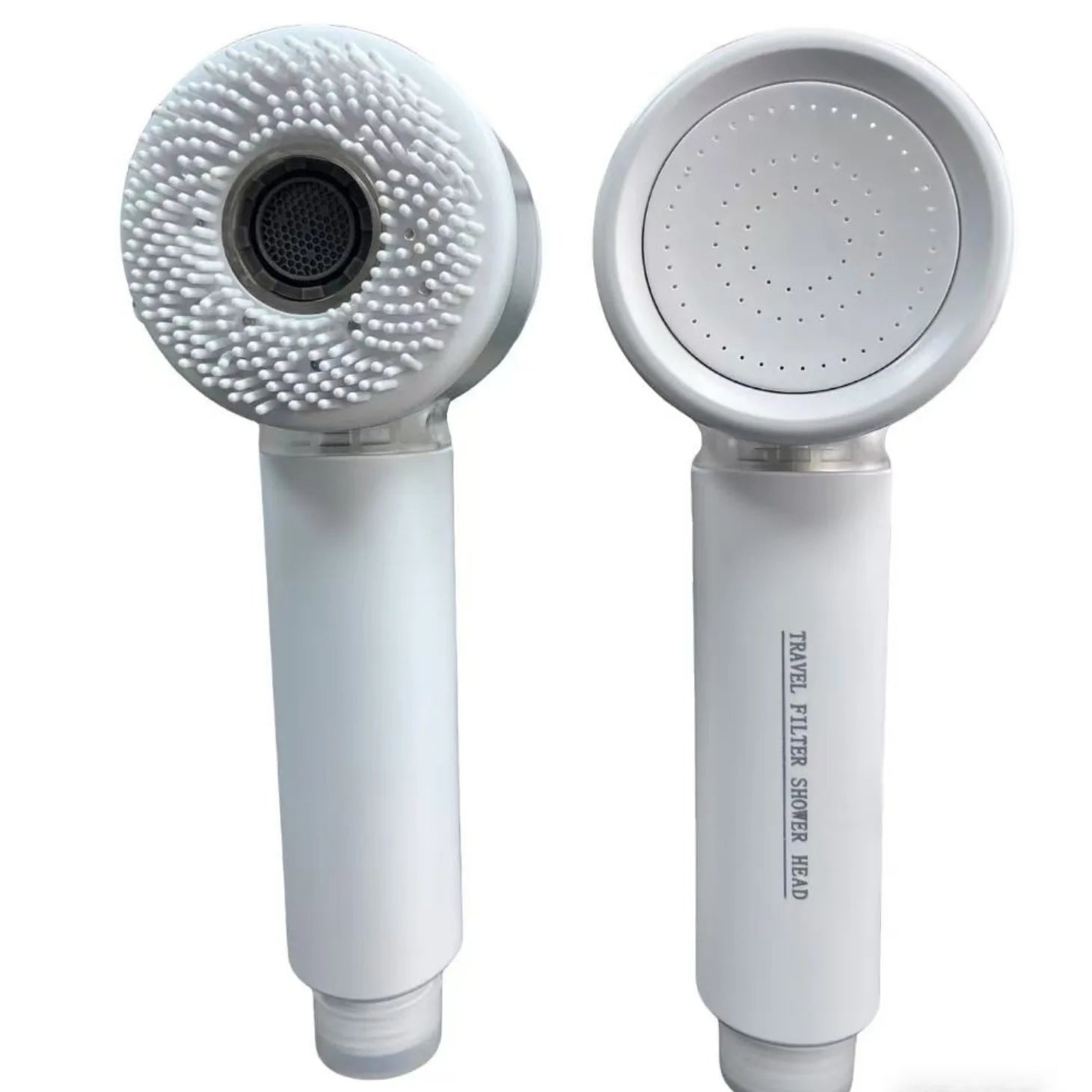 Small double-sided water outlet handheld shower head with bubble water flow,washing function, high pressure boost and filtration