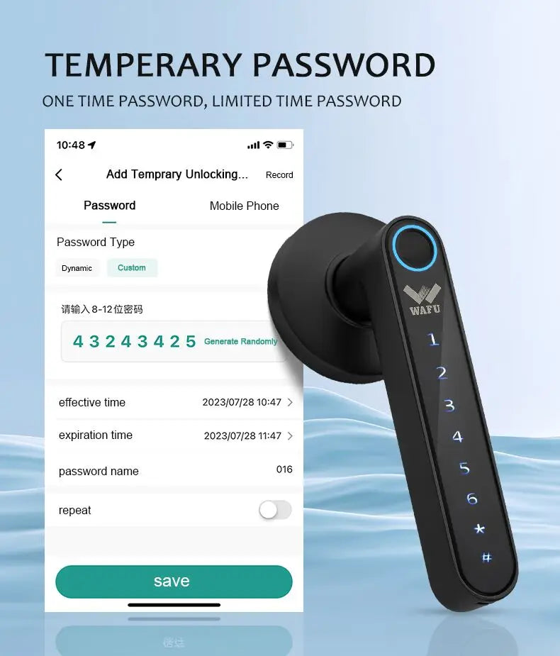 Multiple Unlocked ways with Phantom Password Fingerprint Free Tuya Smart Management APP HandleDoor Lock for Home Office Hotel