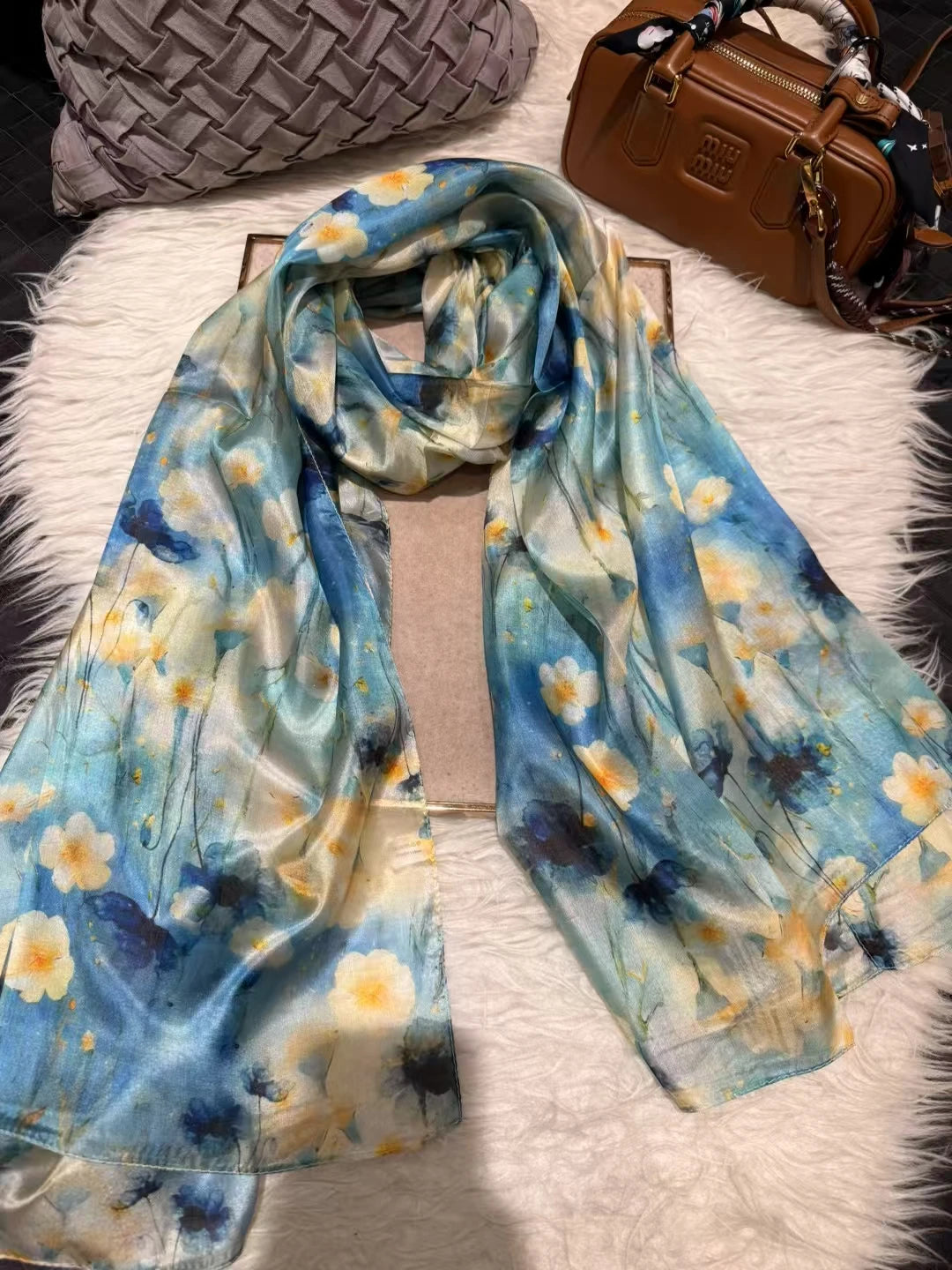 BYSIFA| Ultralarge Spring Fall 100% Mulberry Silk Scarf Beach Wrap Brand Female Long Scarves New Red Floral Silk Scarf Shawl