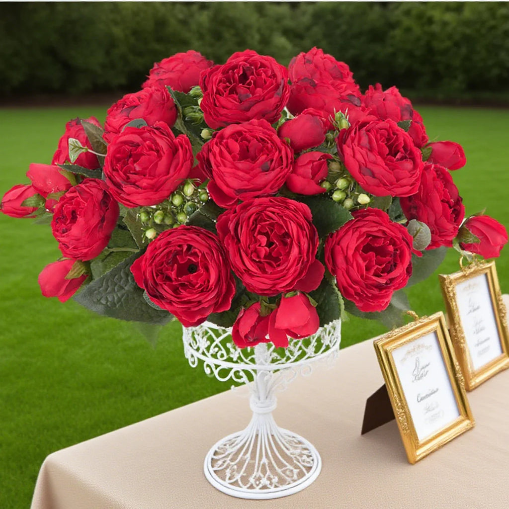 Artificial Flowers Rose Silk Peony Brial Bouquet Home Room Table Decora Festival Wedding Scrapbook Fake Plants Diy Gifts Props