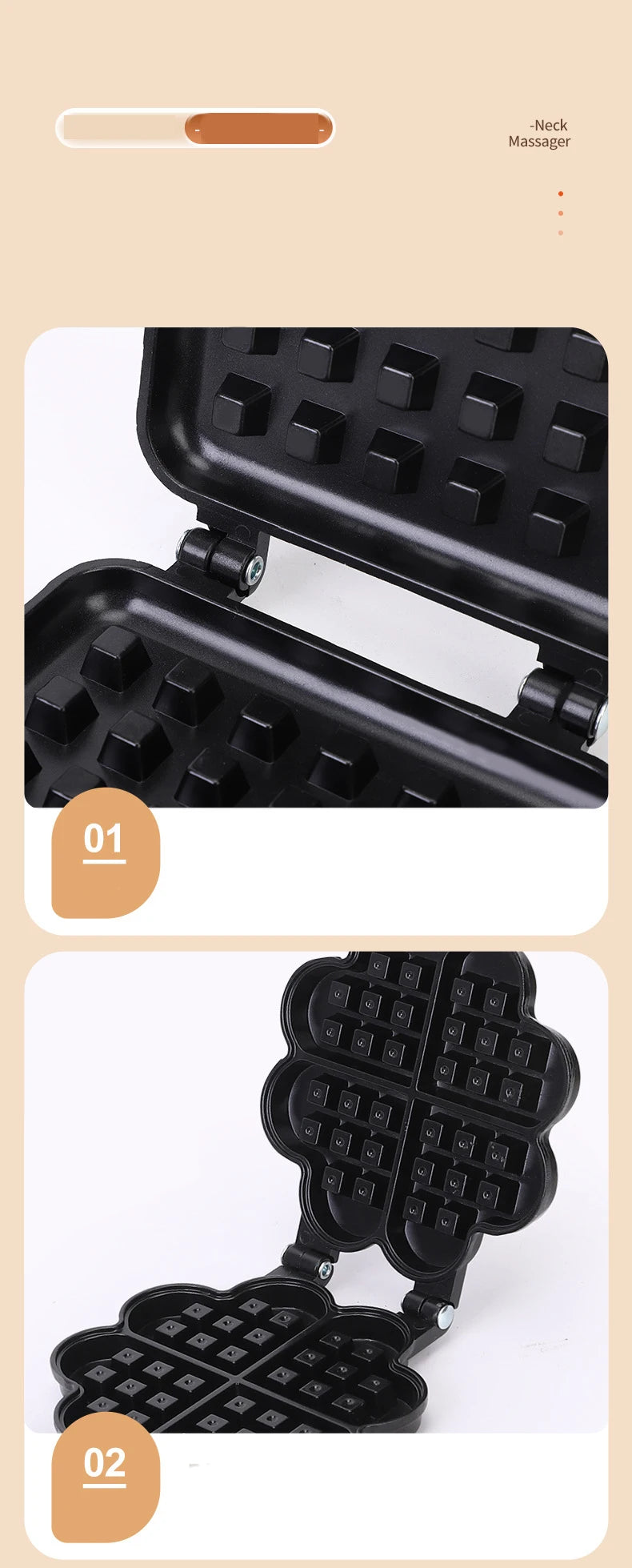 Professional Long Handle Waffle Baking Mold Square Double-Sided Waffle Maker Machine Durable Cast Aluminum Sandwich Maker Baking