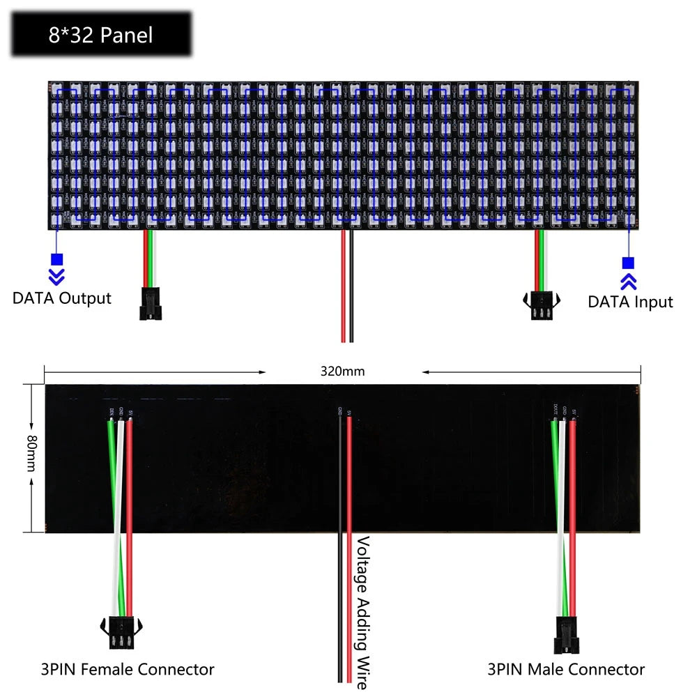 4x12 8x8 16x16 8x32 WS2812 RGBIC Led Digital Matrix Panel Lights WS2812 Flexible Addressable Spliceable Pixel Module Screen DC5V