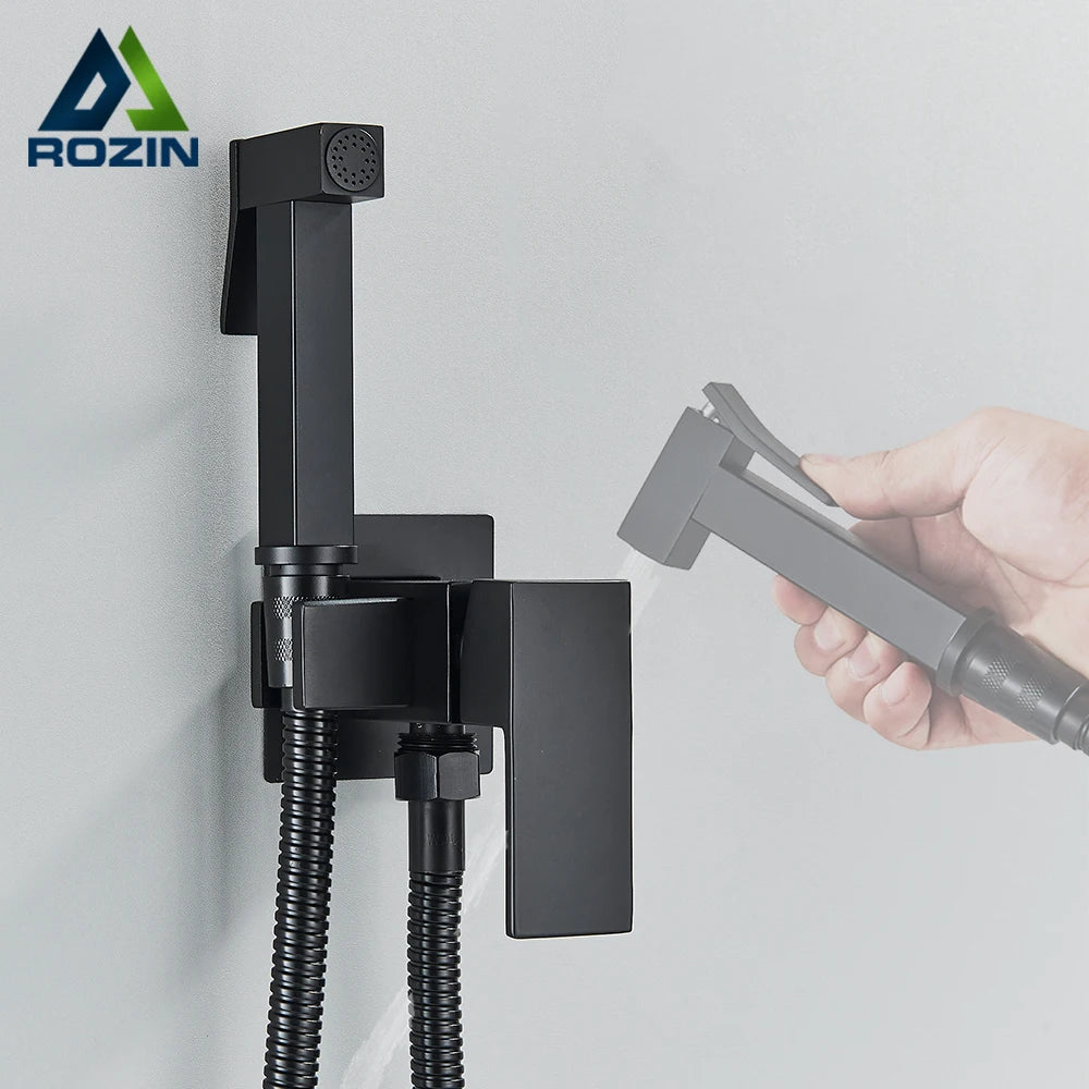 Rozin Black Bidet Faucets Wall Mounted Bathroom Shower Tap Bidet Toilet Sprayer Bidet toilet Washer Mixer Faucet
