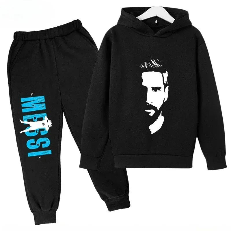 Spring Autumn Children's Set Sports Messi Print Hoodie Set Pants Suit 2pcs Set Boys Girls Kid Clothing Casual Fashion Tracksuit