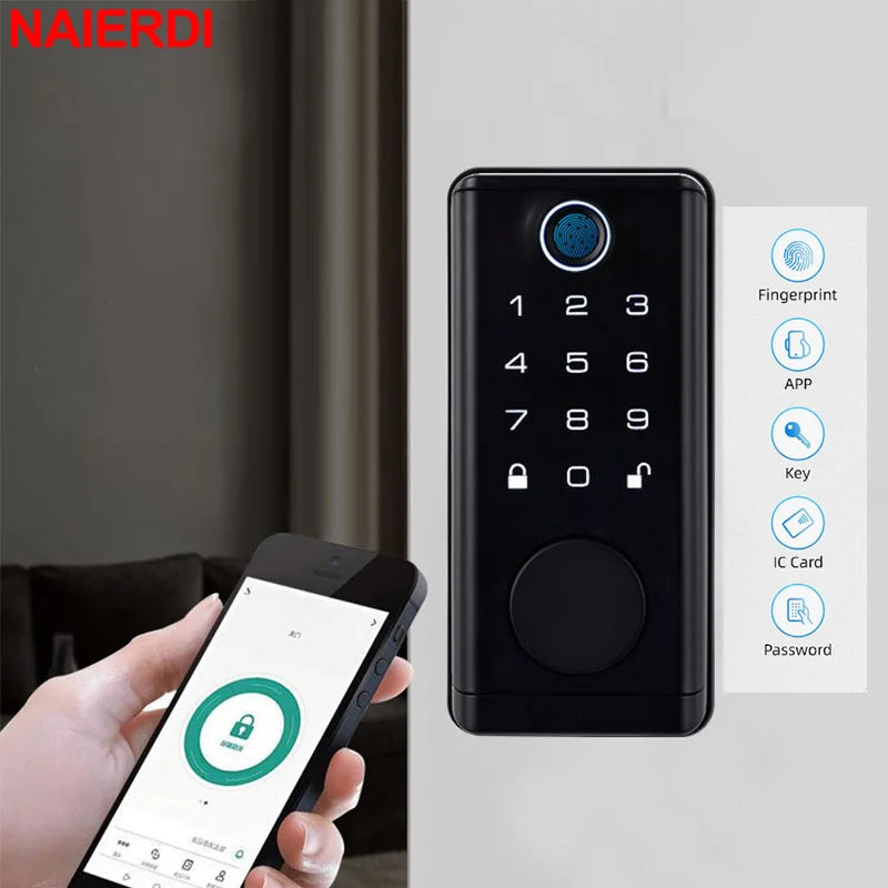 NAIERDI Smart Door Lock Tuya Fingerprint Keyless Entry Door Lock Anti-theft Security Digital Electronic Locks Door Hardware