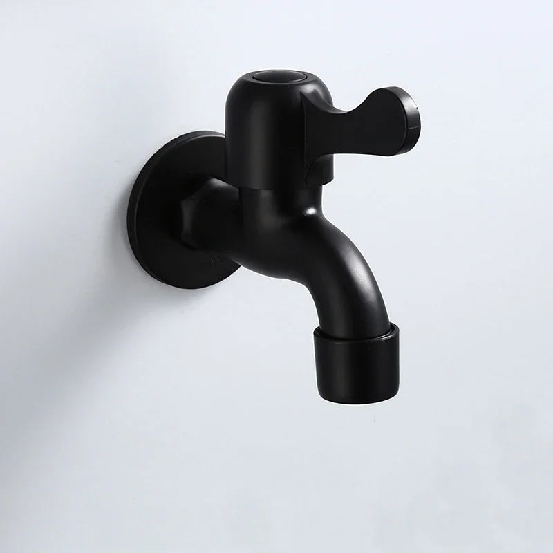 Faucets Black Brass Wall Mounted Bathroom Corner Washing Machine Cold Water Faucet Outdoor Garden Bibcock Toilet Mop Pool Taps