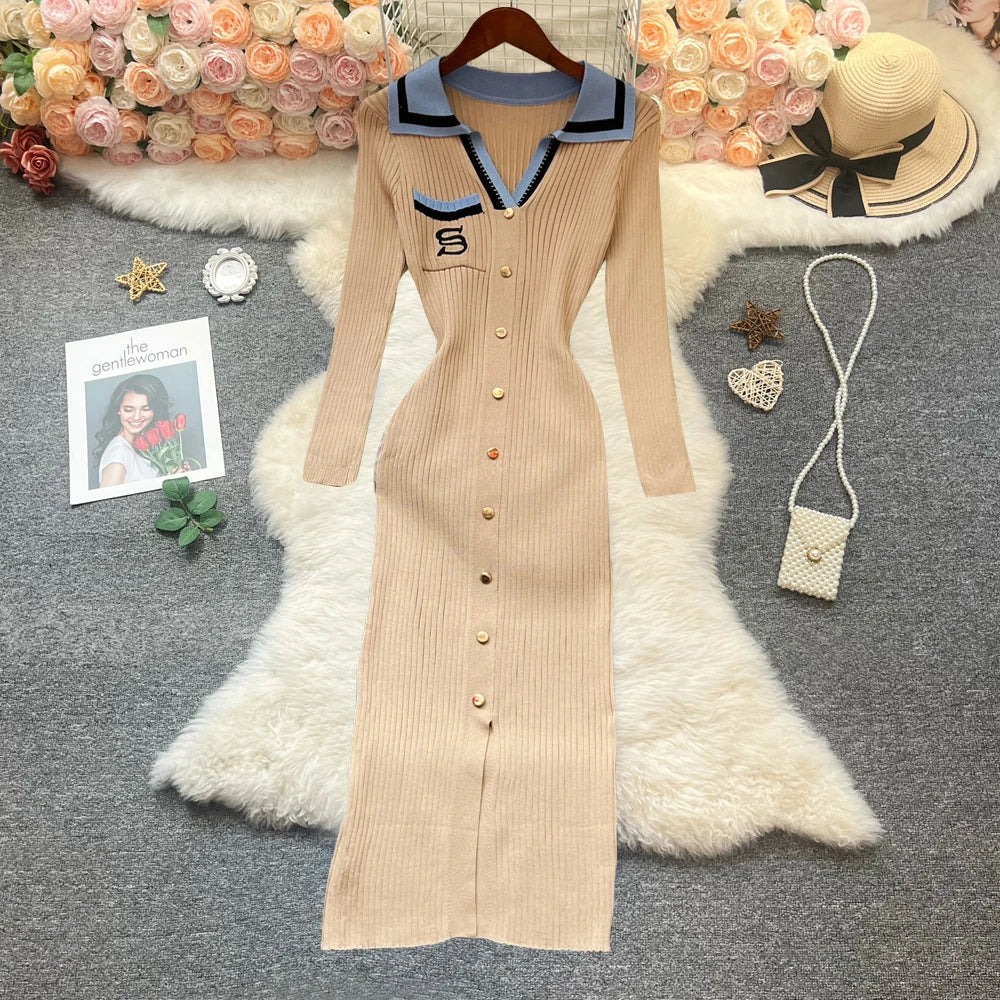 YuooMuoo Brand Fashion Summer Knitted Dress Women 2025 New Y2K Embroidery Long Bodycon Sweater Dress Streetwear Lady Vestidos